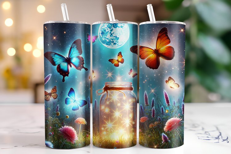 Butterflies Tumbler Wrap | Sublimation | Tumblers example image 1