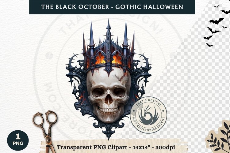 The Black October Gothic Halloween Clipart, Horror character example image 1