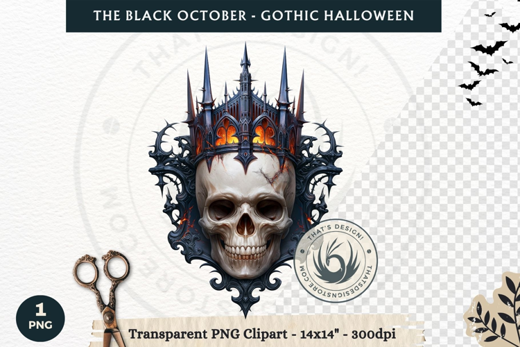 The Black October Gothic Halloween Clipart, Horror character