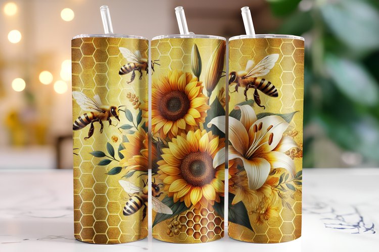 Sunflower Tumbler Wrap | Sublimation | Tumblers example image 1