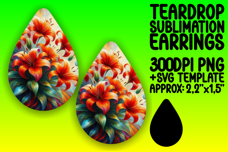 Fresh Teardrop Earrings Artwork PNG , Flowers