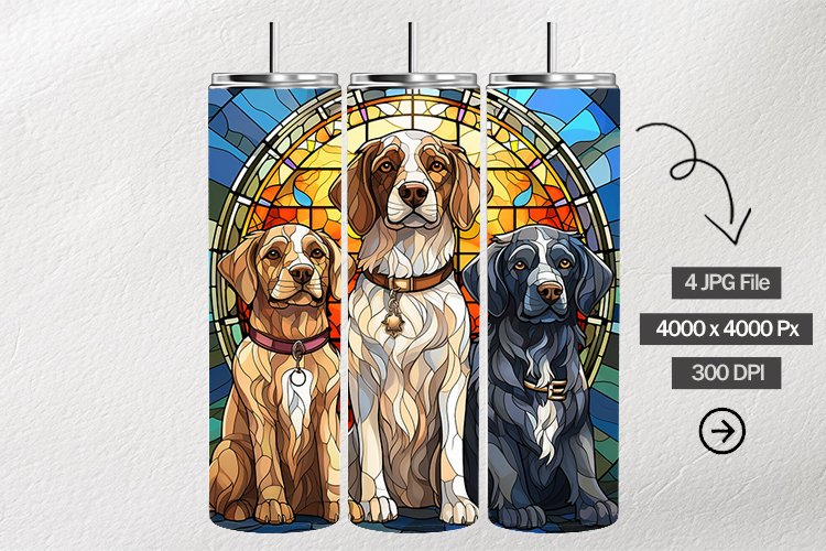 Dogs Stained Glass Square Coaster - 04 Variations example image 1