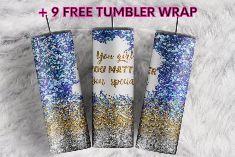 You Matter Navy Blue Gold Silver Glitter 20oz tumbler design