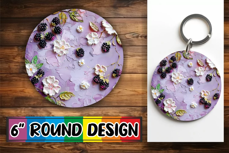 3D Bloom Round Keychain Design