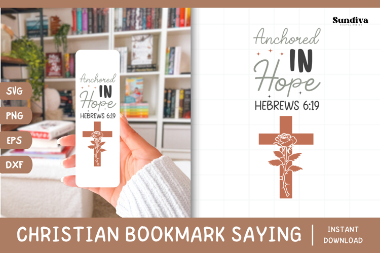Christian Bookmark Saying SVG | Anchored in Hope
