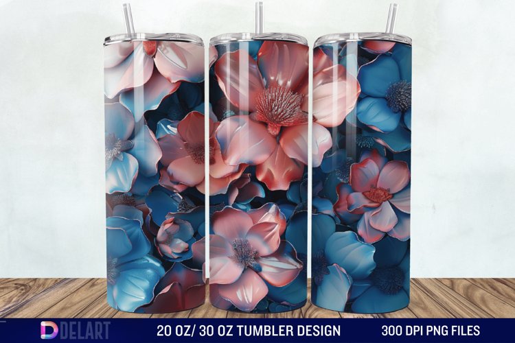 3D Painted Flower Tumbler Wrap example image 1