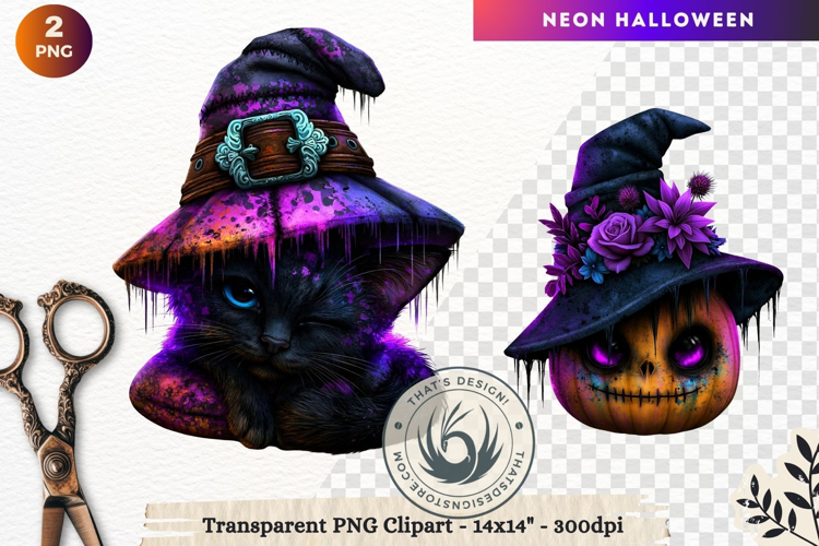 Neon Halloween Character Clipart Spooky Kawaii