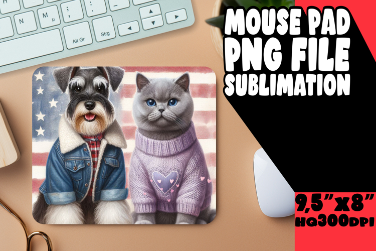 VIBRANT DESK PAD SUBLIMATION ART, Dog and cat