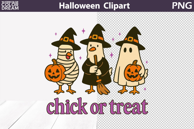 Chick or Treat PNG | Funny Halloween Chickens Print
