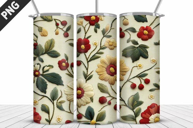 3D Daisy Flowers 20oz Tumbler Wrap | Sublimation Design