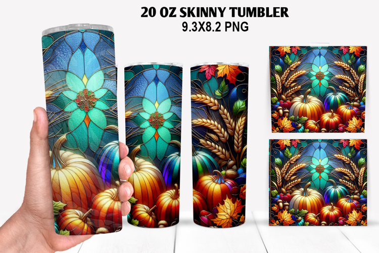 Pumpkins Skinny Tumbler 20oz Wrap Design, Halloween Tumbler