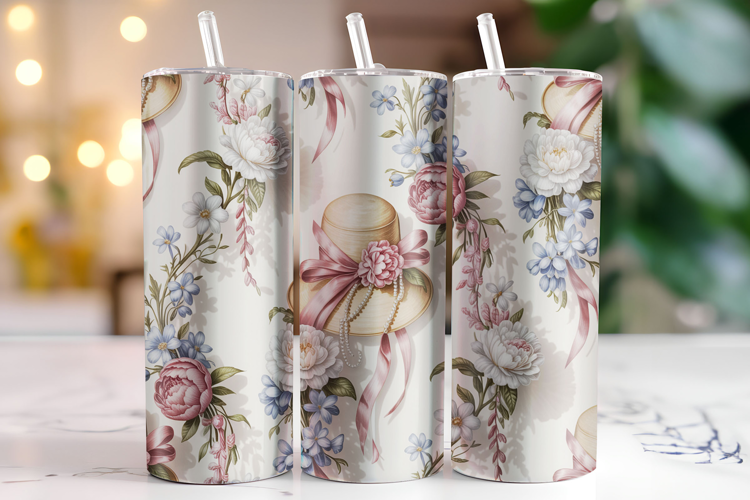 Flowers & Hat Tumbler Wrap | Sublimation | Tumblers