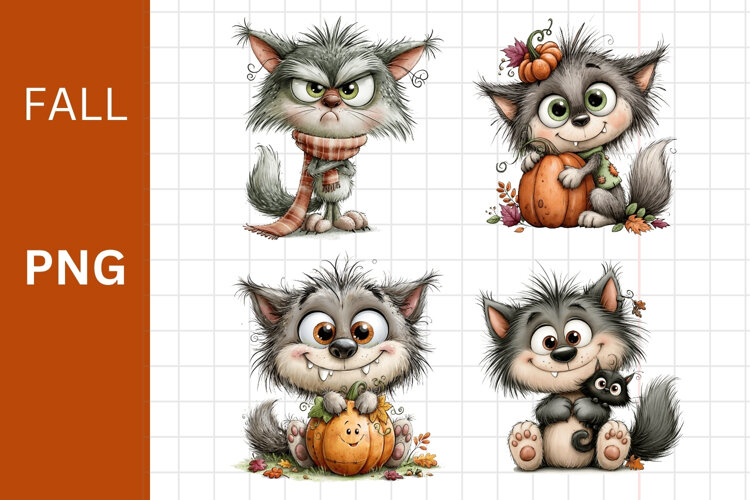 Fall PNG, Halloween PNG, Wolf PNG, example image 1