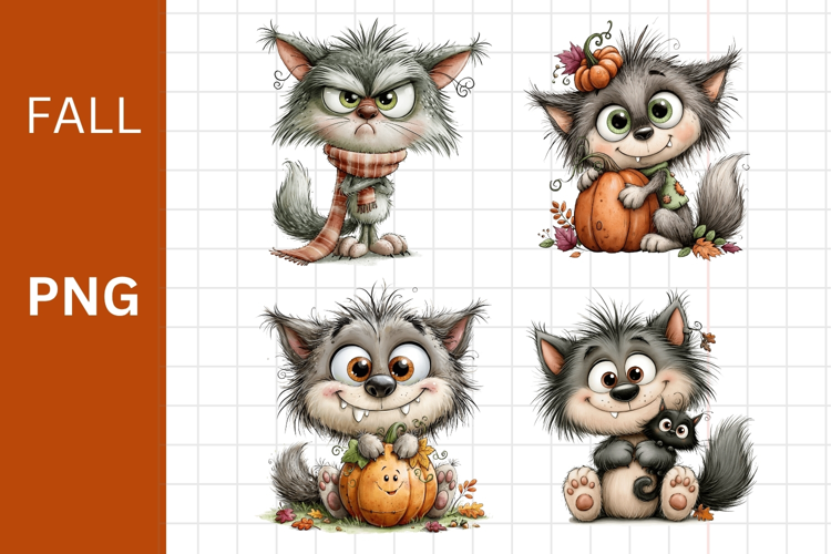 Fall PNG, Halloween PNG, Wolf PNG,