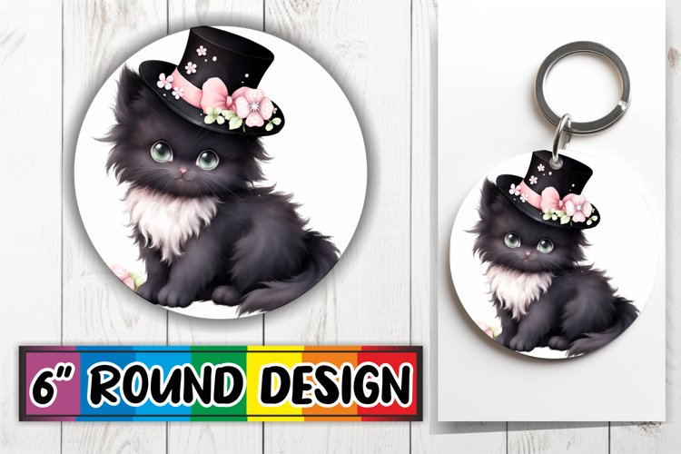 Lovely Cat Sublimation Keychain example image 1