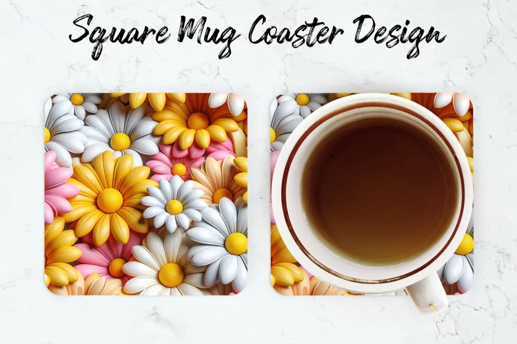 Colorful Flower Mug coaster | Coaster | Sublimation