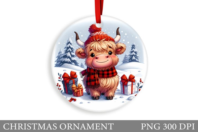 Cute Cow Christmas Ornament. Christmas Ornament Sublimation