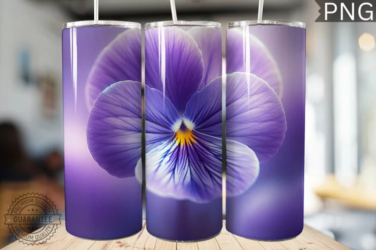 Pansy Flower Tumbler Wrap - Tumbler Design