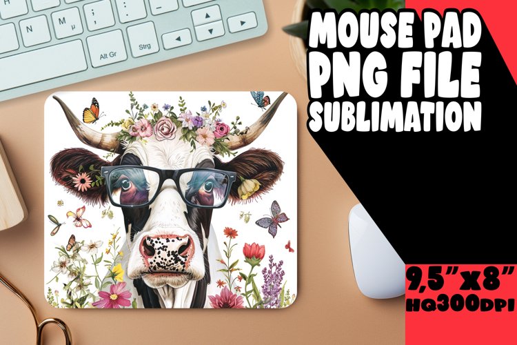Chic Watercolor Cow Mouse Pad: Spring Delight