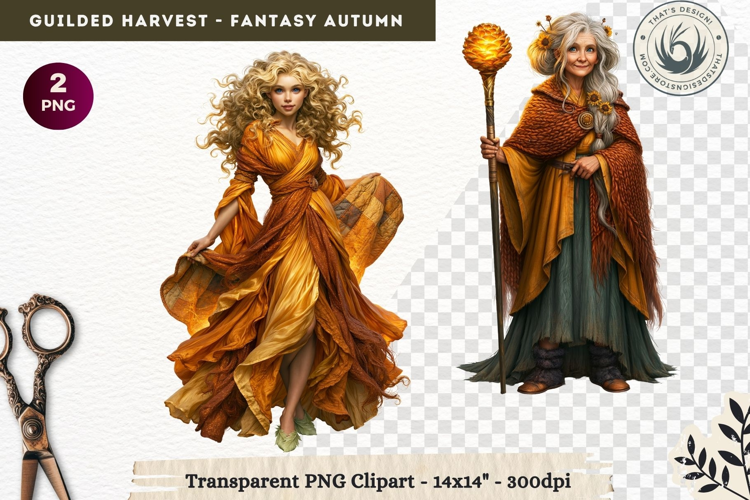 Fantasy Autumn Gilded Harvest PNG Clipart whimsical witch