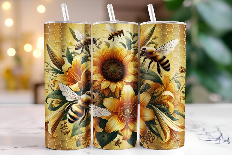 Sunflower Tumbler Wrap | Sublimation | Tumblers example image 1