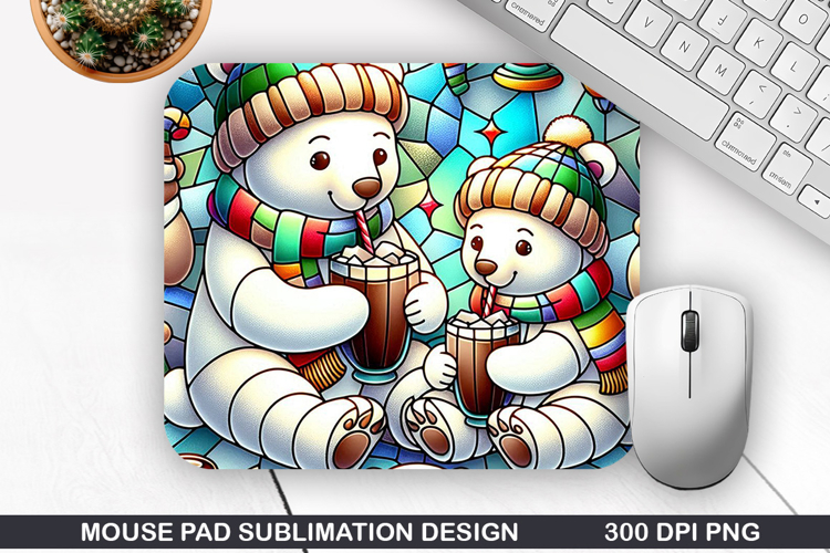 Bear Mouse Pad Sublimation, Christmas Mouse Pad PNG Design