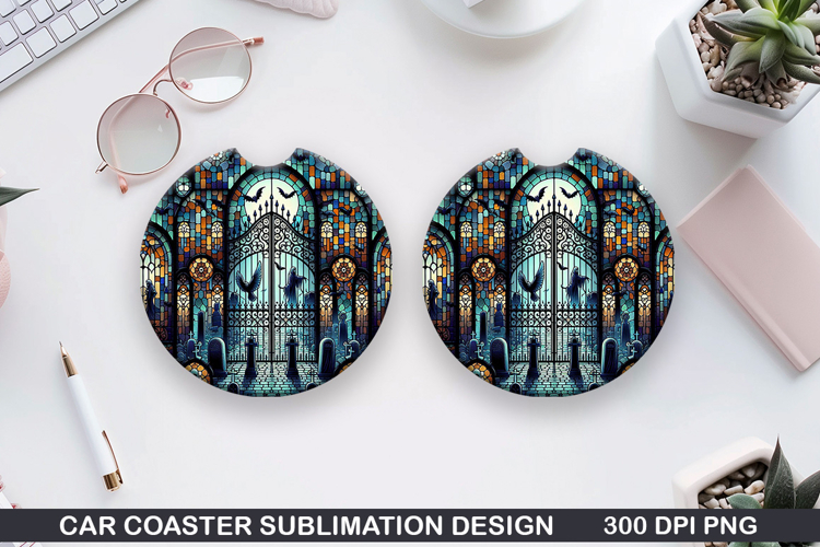 Car coaster sublimation, Halloween Coaster PNG Design