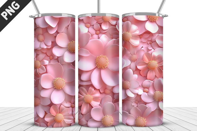 3D Daisy Flowers 20oz Tumbler Wrap | Sublimation Design