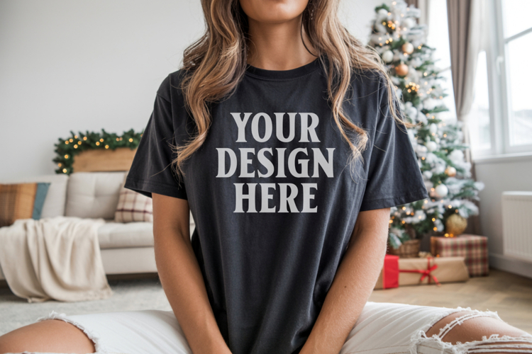 Black Tshirt Mockup Image 9