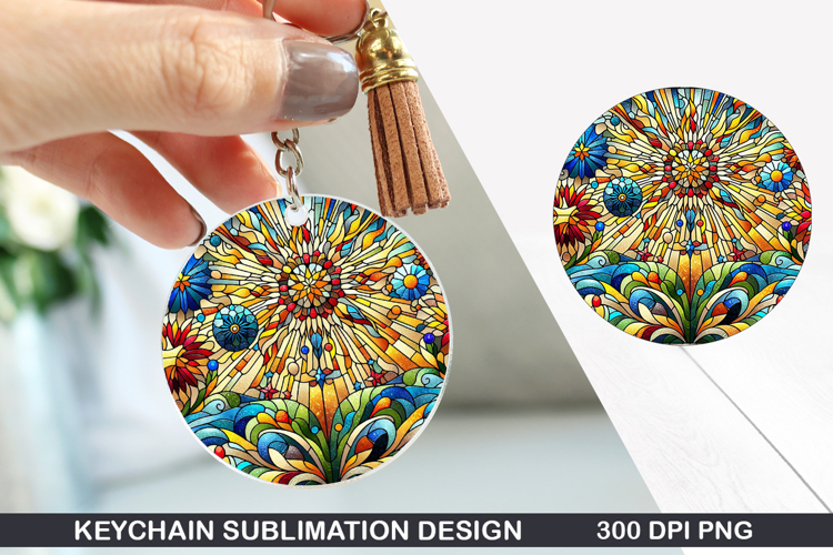 Flower Keychain Sublimation - Spring Keychain PNG Design