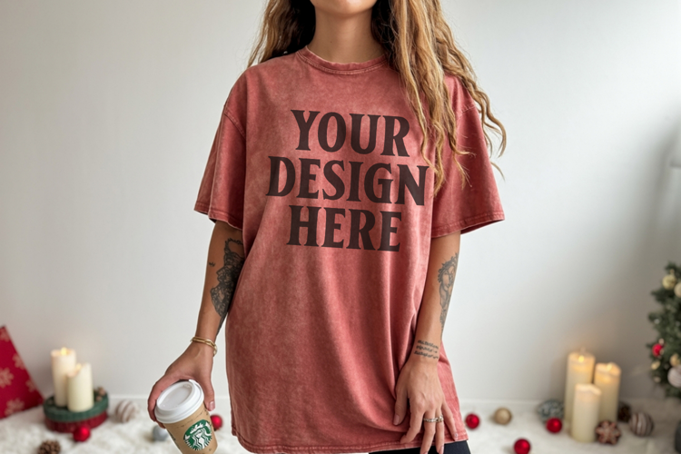 Christmas Comfort Colors 1717 Brick TShirt Mockup, CC 1717