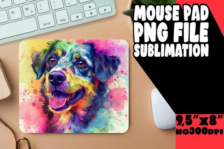 Vibrant Dog Portraits MousepaLively and Colorful Dog Mats