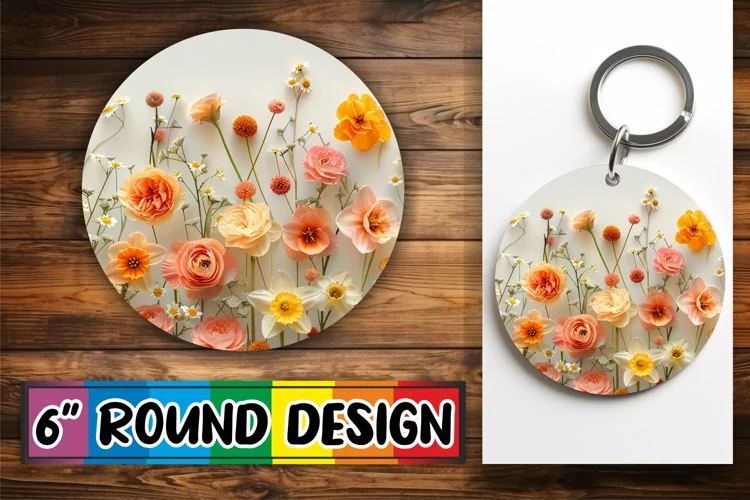 Spring Splendor Design Circle - Sublimation Charm Round