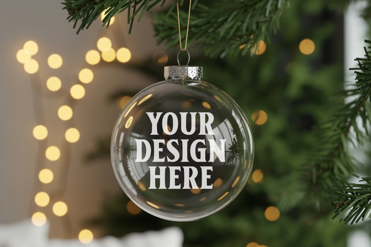 Acrylic Christmas Ornament Mockups , acrylic blank mockup