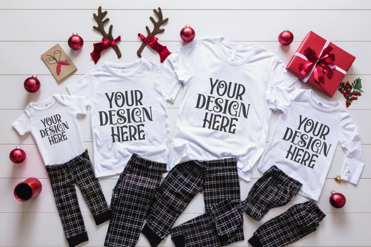 Christmas Family Matching Flat Lay T-Shirt Mockups