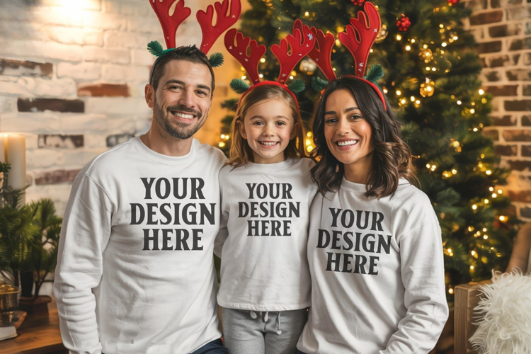 Christmas Family Matching T-Shirt Mockups | Holiday Group