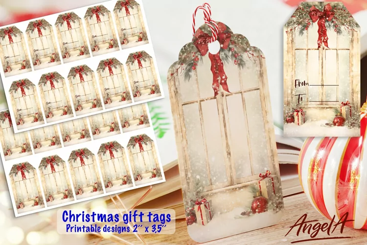 Merry Christmas printable tags, gift tags, winter window