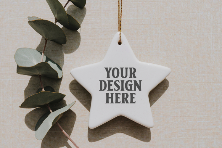 Christmas Star Ceramic Ornaments Mockup