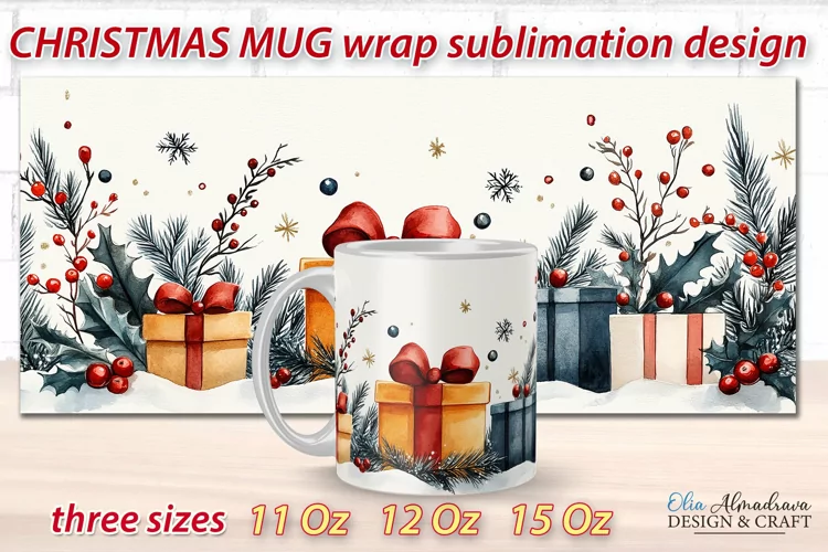 Christmas Mug Wrap design| Mug Sublimation Cricut Templates