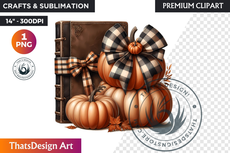 Cozy Cottage Coquette Pumpkin bow PNG Boho autumn clipart