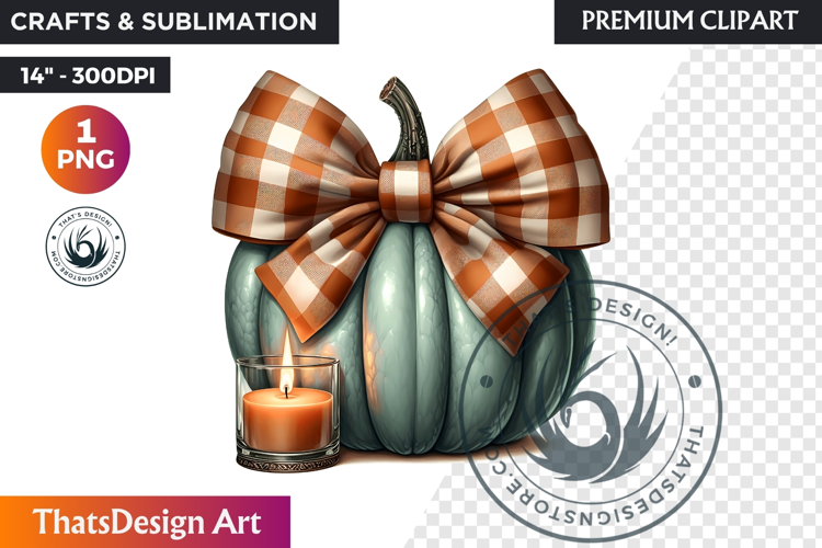 Cozy Cottage Coquette Pumpkin bow PNG Boho autumn clipart