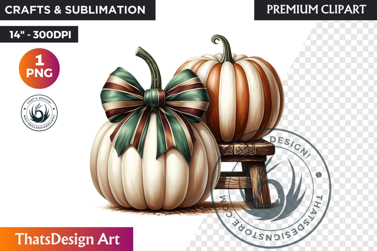 Cozy Cottage Coquette Pumpkin bow PNG Boho autumn clipart