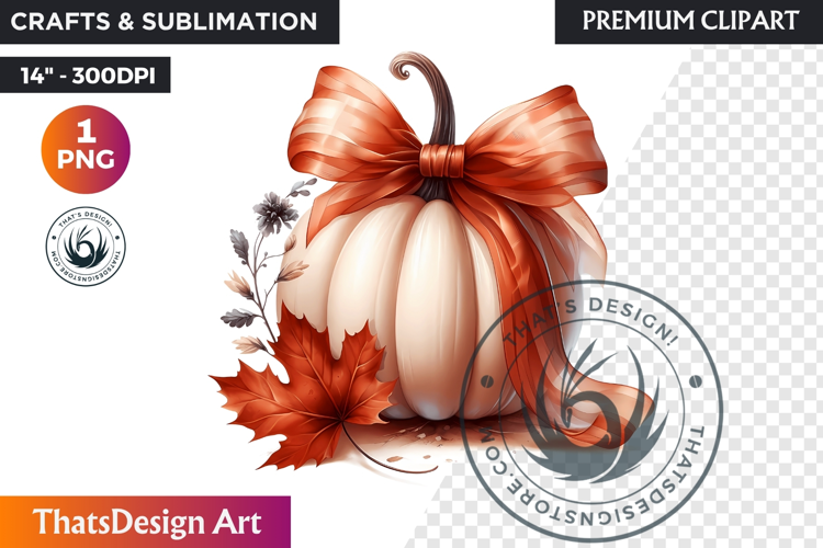Cozy Cottage Coquette Pumpkin bow PNG Boho autumn clipart