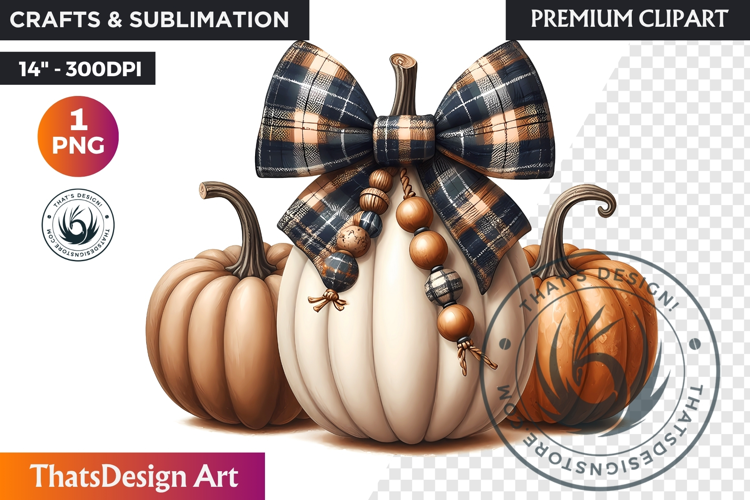 Cozy Cottage Coquette Pumpkin bow PNG Boho autumn clipart