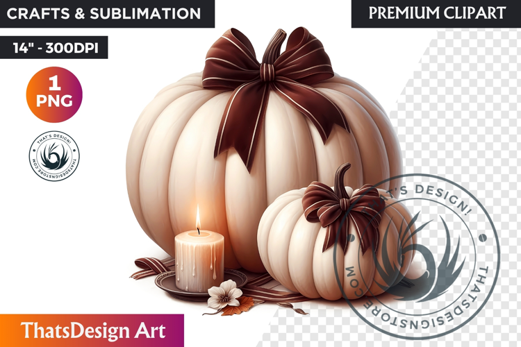 Cozy Cottage Coquette Pumpkin bow PNG Boho autumn clipart