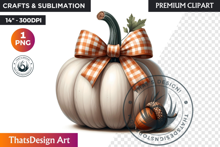 Cozy Cottage Coquette Pumpkin bow PNG Boho autumn clipart