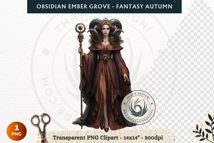 Dark Autumn Fantasy Clipart PNG for RPG Obsidian Ember Grove