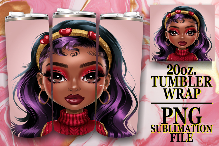 Heartfelt joy 20oz tumbler wrap, Afro Girl example image 1