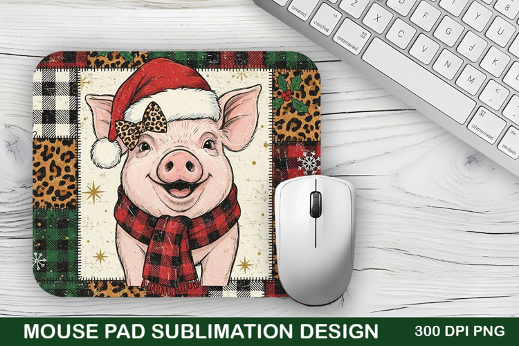 Christmas Pig Mouse Pad Sublimation - Christmas Design