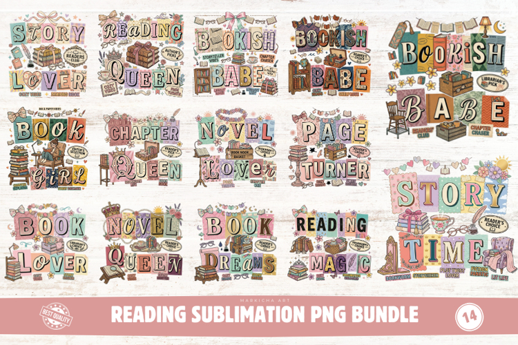 Reading Sublimation Png Bundle
